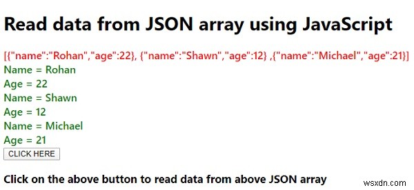 कैसे जावास्क्रिप्ट का उपयोग कर JSON सरणी से डेटा पढ़ने के लिए? 