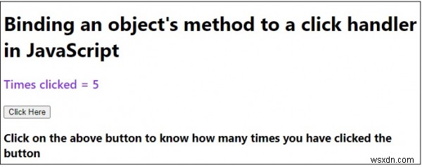 जावास्क्रिप्ट में किसी ऑब्जेक्ट की विधि को एक क्लिक हैंडलर से बांधना 