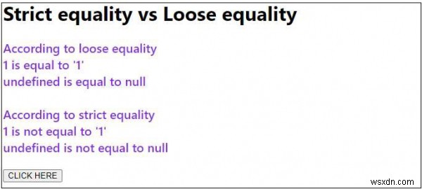 जावास्क्रिप्ट में सख्त समानता बनाम ढीली समानता। 