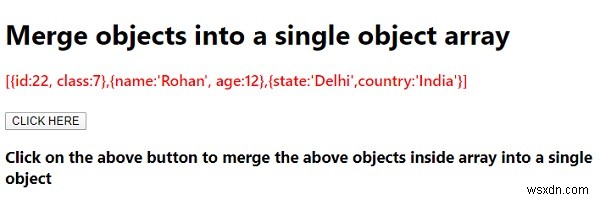 जावास्क्रिप्ट के साथ ऑब्जेक्ट्स को एक ऑब्जेक्ट ऐरे में कैसे मर्ज करें? 