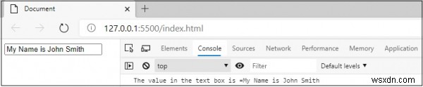 HTML फॉर्म मान प्राप्त करना और जावास्क्रिप्ट में कंसोल पर प्रदर्शित करना? 