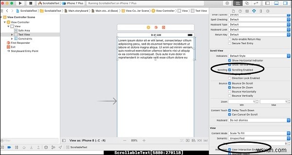 आईओएस ऐप पर स्क्रॉल करने योग्य टेक्स्ट व्यू कैसे बनाएं? 