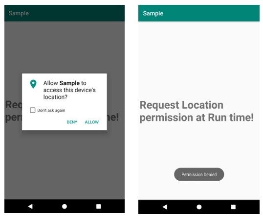 एंड्रॉइड में रन टाइम पर स्थान अनुमति का अनुरोध कैसे करें? 