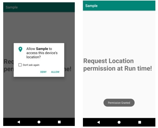 एंड्रॉइड में रन टाइम पर स्थान अनुमति का अनुरोध कैसे करें? 