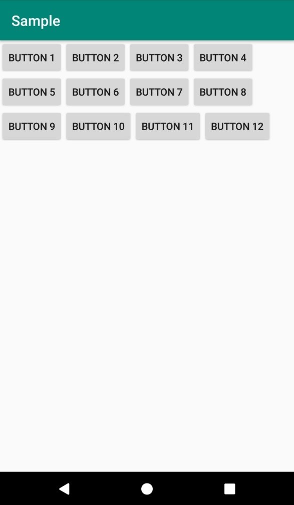 Android में कई पंक्तियों में एक-एक करके लेआउट में प्रोग्रामेटिक रूप से बटन कैसे जोड़ें 