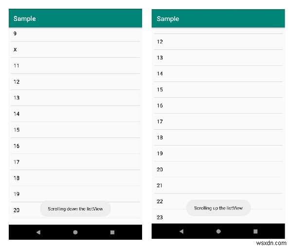 एंड्रॉइड लिस्ट व्यू में स्क्रॉल अप और स्क्रॉल डाउन का पता कैसे लगाएं? 