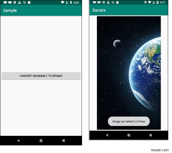 एंड्रॉइड में ड्रायबल को बिटमैप में कैसे परिवर्तित करें? 