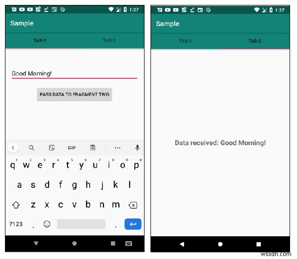 एंड्रॉइड में एक फ्रैगमेंट से दूसरे फ्रैगमेंट में डेटा कैसे भेजें? 
