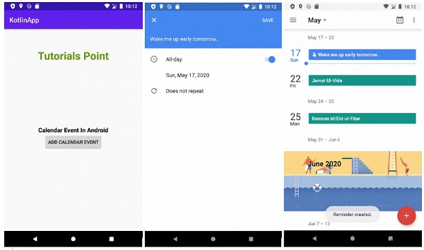 कोटलिन का उपयोग करके एंड्रॉइड ऐप में कैलेंडर ईवेंट कैसे जोड़ें? 