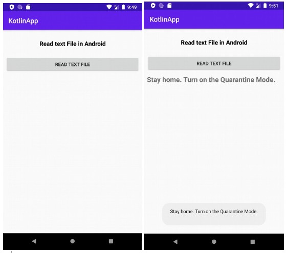कोटलिन का उपयोग करके एंड्रॉइड ऐप में एक साधारण टेक्स्ट फ़ाइल को कैसे पढ़ा जाए? 