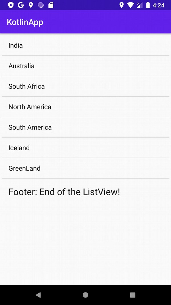 कैसे Kotlin का उपयोग कर Android ListView में एक पाद लेख जोड़ने के लिए? 