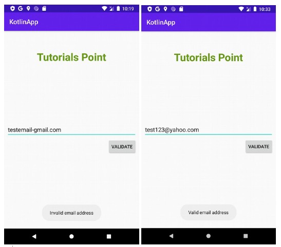 मुझे कोटलिन का उपयोग करके एंड्रॉइड में ई-मेल पते को कैसे सत्यापित करना चाहिए? 