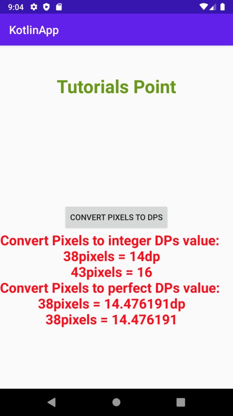 कोटलिन का उपयोग करके एंड्रॉइड ऐप में पिक्सल को डीपी में कैसे बदलें? 