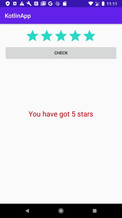 कोटलिन का उपयोग करके एंड्रॉइड में कस्टम रेटिंगबार कैसे बनाएं? 