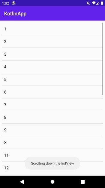 कोटलिन का उपयोग करके एंड्रॉइड लिस्ट व्यू में स्क्रॉल अप और स्क्रॉल डाउन का पता कैसे लगाएं? 