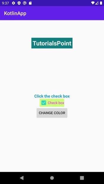 कोटलिन का उपयोग करके एंड्रॉइड में चेकबॉक्स का रंग कैसे बदलें? 