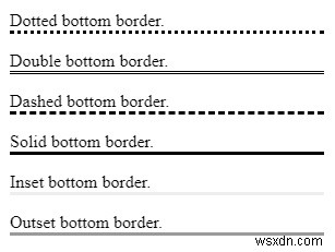 CSS का उपयोग करके नीचे की सीमा की शैली सेट करें 