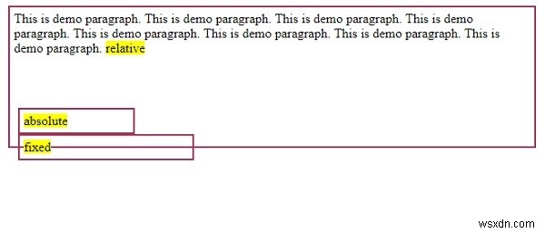 CSS का उपयोग करके स्टेटिक पोजिशनिंग 