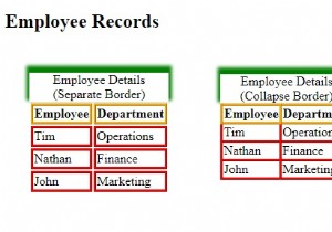 CSS में टेबल बॉर्डर को छोटा करना 