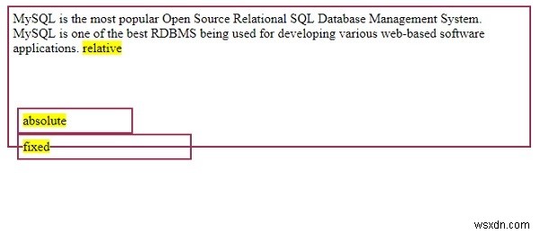 CSS का उपयोग करके पूर्ण स्थिति निर्धारण 