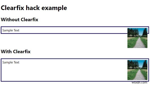 CSS के साथ clearfix हैक के साथ फ़्लोट्स को कैसे साफ़ करें? 