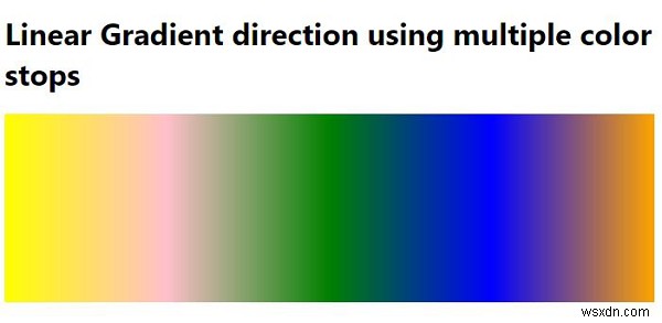 CSS में मल्टीपल कलर स्टॉप का उपयोग करके लीनियर ग्रेडिएंट बनाना 