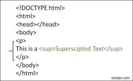 HTML में टेक्स्ट सुपरस्क्रिप्ट को कैसे मार्क करें? 