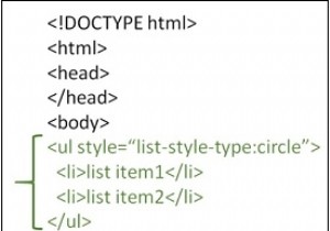 एचटीएमएल में सर्कल बुलेट के साथ एक अनियंत्रित सूची कैसे बनाएं? 