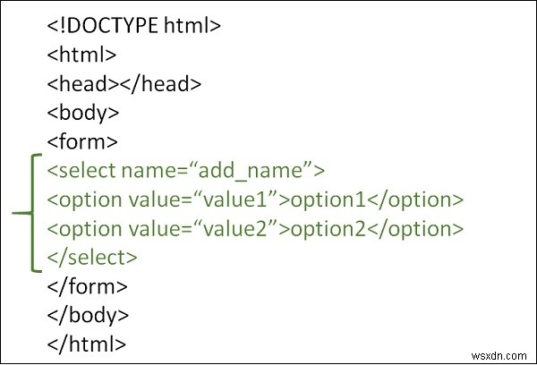 हम HTML रूपों में आइटमों की एक साधारण ड्रॉप-डाउन सूची का उपयोग कैसे करते हैं? 