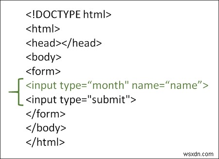 HTML में महीने के इनपुट प्रकार का उपयोग कैसे करें? 