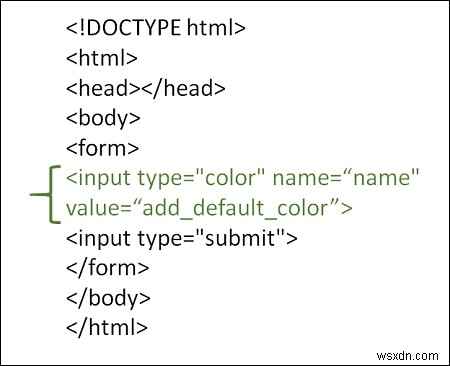 HTML में कलर पिकर के साथ इनपुट टाइप फील्ड का उपयोग कैसे करें? 