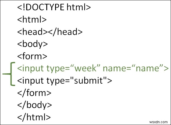 HTML में वीक इनपुट टाइप का उपयोग कैसे करें? 