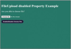 HTML DOM इनपुट फ़ाइलअपलोड अक्षम संपत्ति 