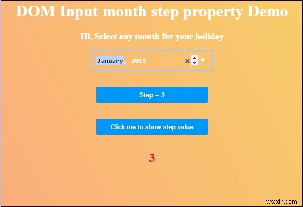 HTML DOM इनपुट मंथ स्टेप प्रॉपर्टी 