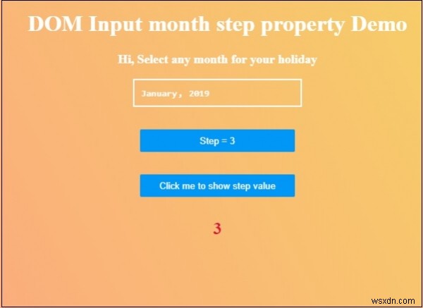 HTML DOM इनपुट मंथ स्टेप प्रॉपर्टी 