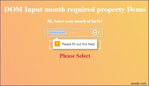 HTML DOM इनपुट माह आवश्यक संपत्ति 