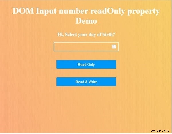 HTML DOM इनपुट नंबर केवल पढ़ने योग्य संपत्ति 