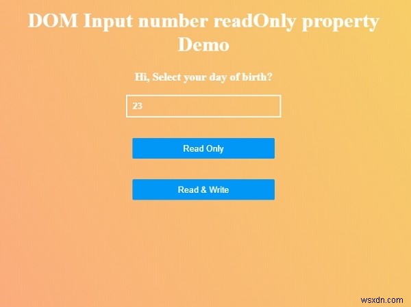 HTML DOM इनपुट नंबर केवल पढ़ने योग्य संपत्ति 