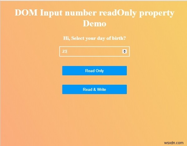 HTML DOM इनपुट नंबर केवल पढ़ने योग्य संपत्ति 