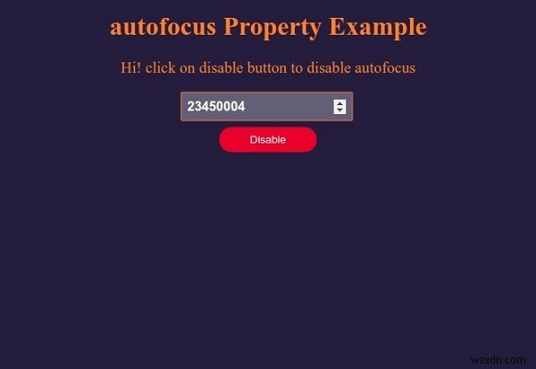 HTML DOM इनपुट नंबर ऑटोफोकस प्रॉपर्टी 