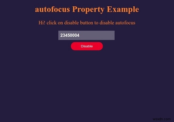 HTML DOM इनपुट नंबर ऑटोफोकस प्रॉपर्टी 