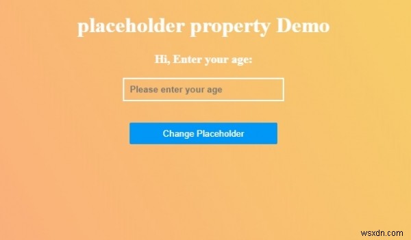 HTML DOM इनपुट नंबर प्लेसहोल्डर प्रॉपर्टी 