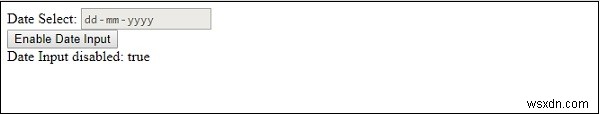 HTML DOM इनपुट दिनांक अक्षम संपत्ति 