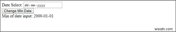HTML DOM इनपुट दिनांक न्यूनतम संपत्ति 