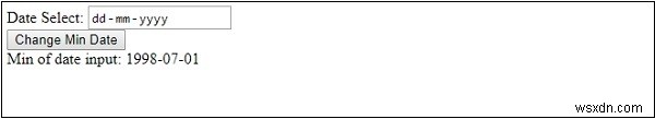 HTML DOM इनपुट दिनांक न्यूनतम संपत्ति 