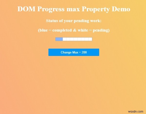 HTML DOM प्रोग्रेस अधिकतम संपत्ति 