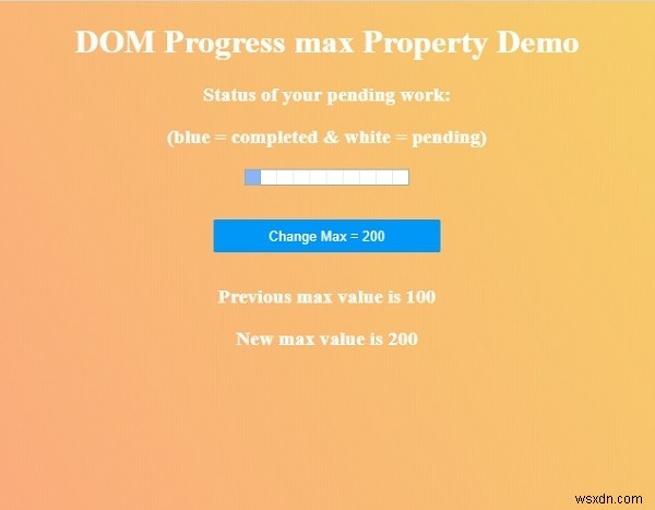 HTML DOM प्रोग्रेस अधिकतम संपत्ति 
