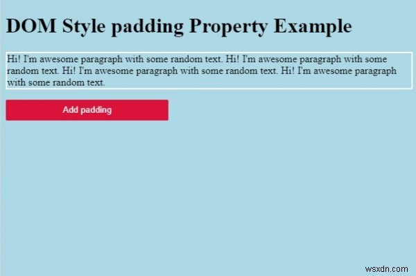 HTML DOM स्टाइल पैडिंग प्रॉपर्टी 