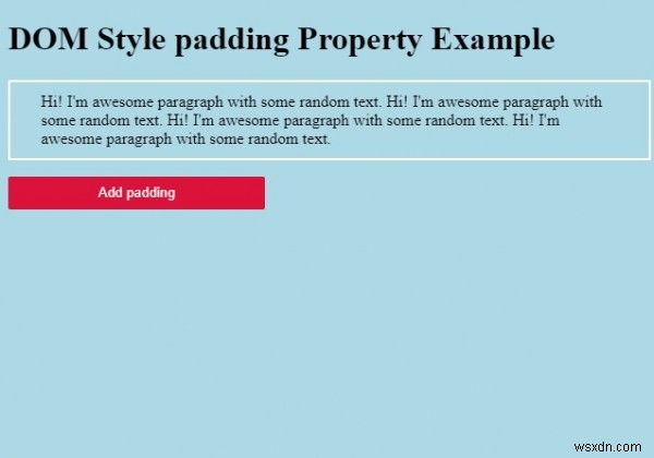 HTML DOM स्टाइल पैडिंग प्रॉपर्टी 