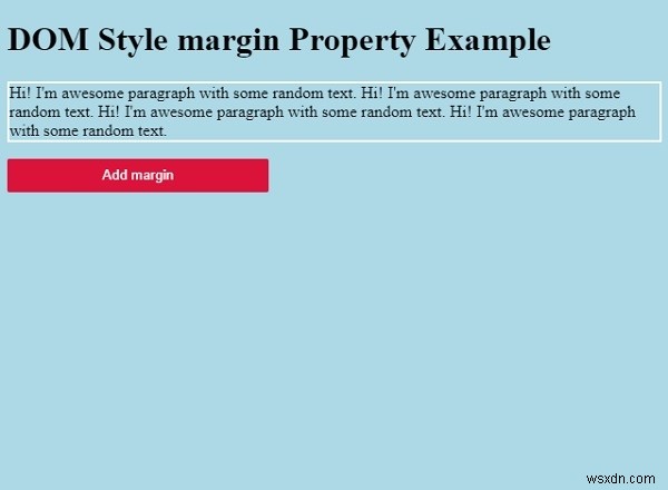 HTML DOM स्टाइल मार्जिन प्रॉपर्टी 